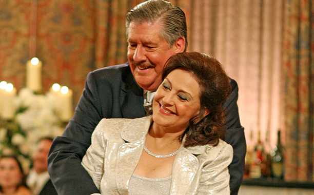 Screenshot of Edward Herrman and Kelly Bishop from Episode 5 of Season 6 of the original series, from Wikipedia.